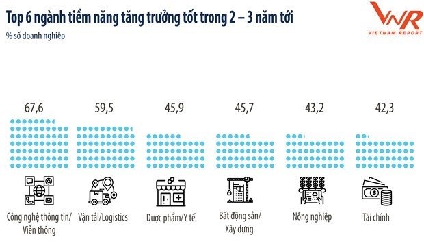 Top six sectors expected to enjoy good growth in the next 2-3 years. (Source: Vietnam Report).