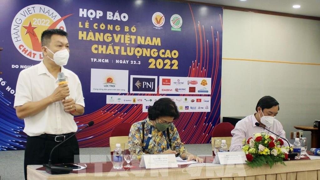 The press briefing to announce high-quality Vietnamese products. (Photo: VNA).