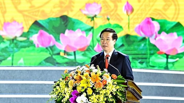 Politburo member Vo Van Thuong speaking at the ceremony (Photo: NDO/Duy Linh).