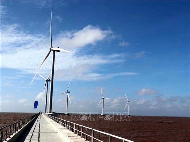 Wind turbines of a plant in the coastal area of Vinh Chau town, Soc Trang province. (Photo: VNA).