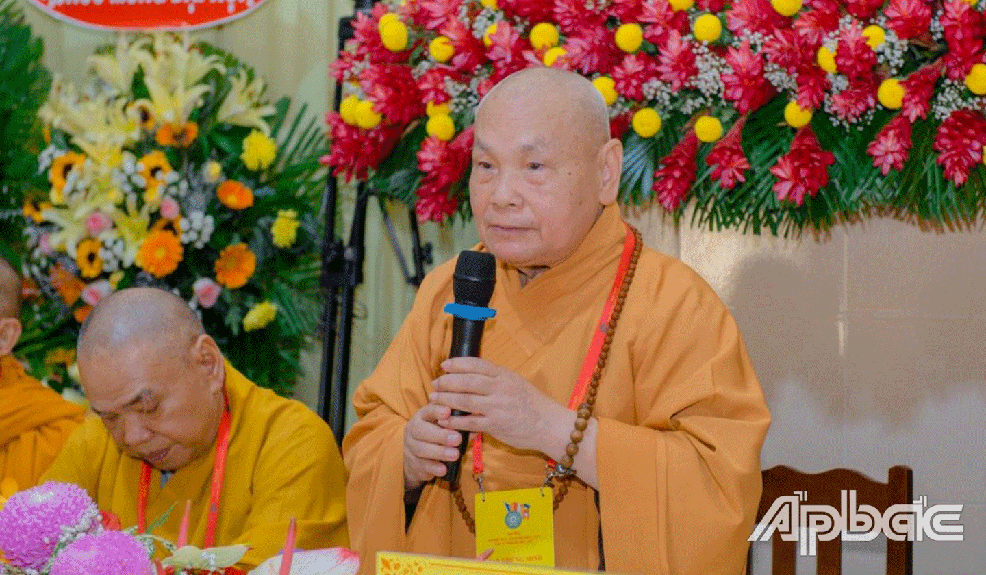 Hòa thượng Thích Thiện Nhơn, Chủ tịch HĐTS Trung ương GHPGVN phát biểu chỉ đạo đại hội
