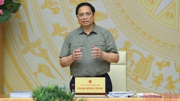 Prime Minister Pham Minh Chinh speaks at the meeting (Photo: NDO/Tran Hai).