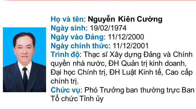 Lý lịch trích ngang của đồng chí Nguyễn Kiên Cường