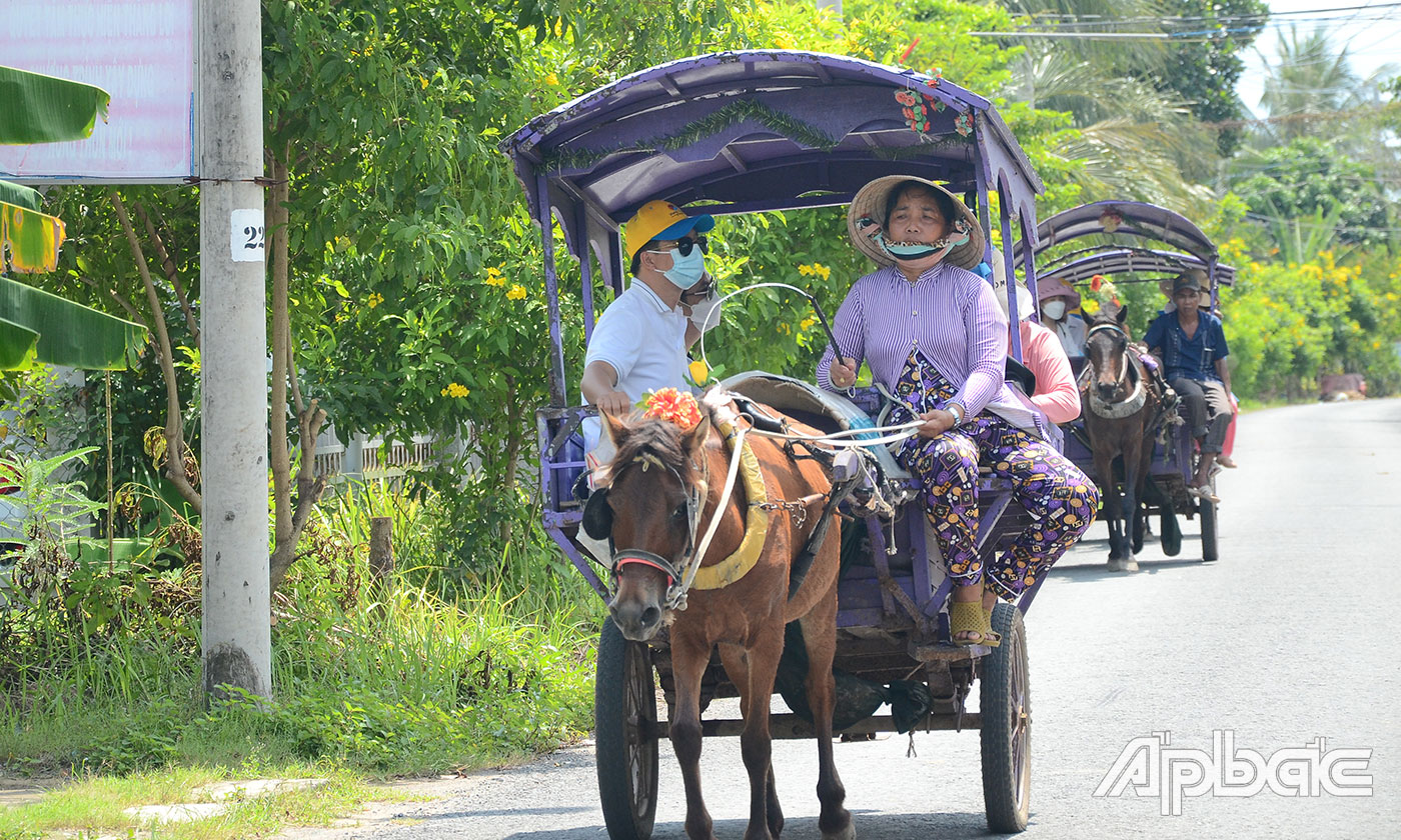 Du khách trải nghiệm đi xe ngựa.