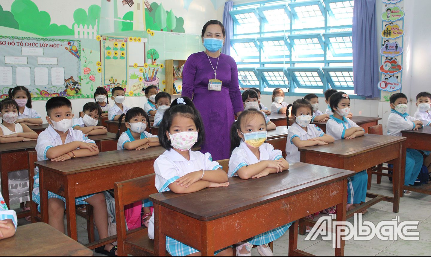 Các trường tiểu học đang từng bước đưa hoạt động bán trú vào nền nếp, tạo sự đồng thuận của phụ huynh. (Ảnh chụp tại Trường Tiểu học Lê Quý Đôn, TP. Mỹ Tho). 