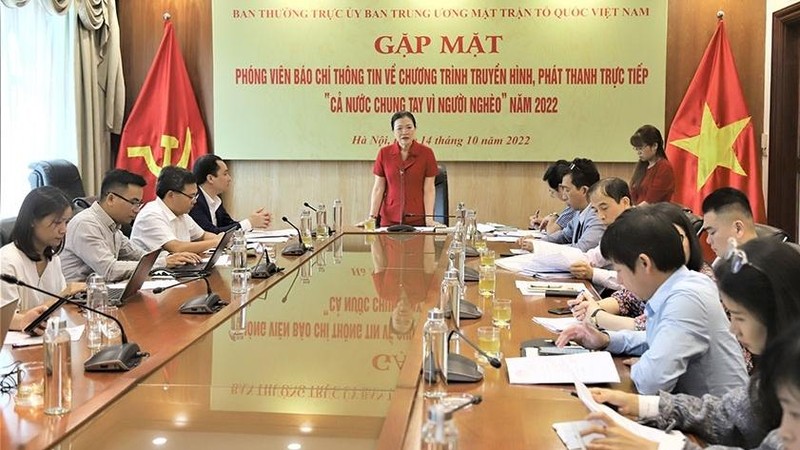 Vice Chairwoman of Vietnam Fatherland Front Central Committee Truong Thi Ngoc Anh speaking at the press conference.