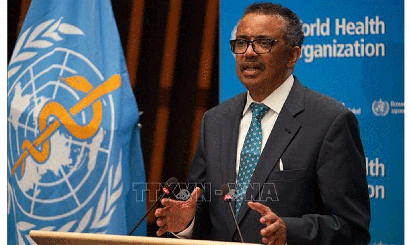 Tổng Giám đốc WHO Tedros Adhanom Ghebreyesus phát biểu tại 1 hội nghị ở Geneva, Thụy Sĩ. (Ảnh tư liệu: THX/TTXVN)