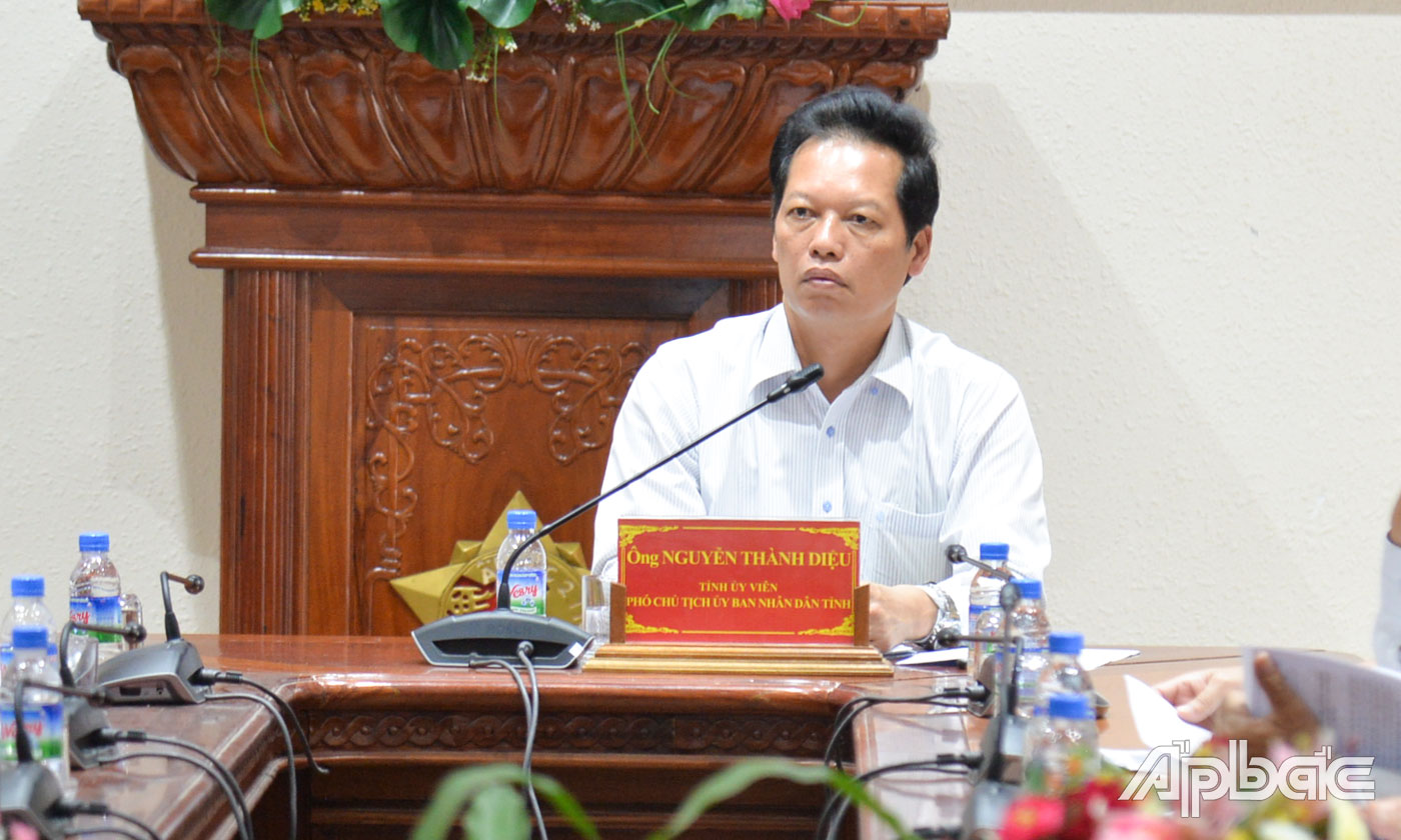 Đồng chí Nguyễn Thành Diệu dự tại điểm cầu Tiền Giang.