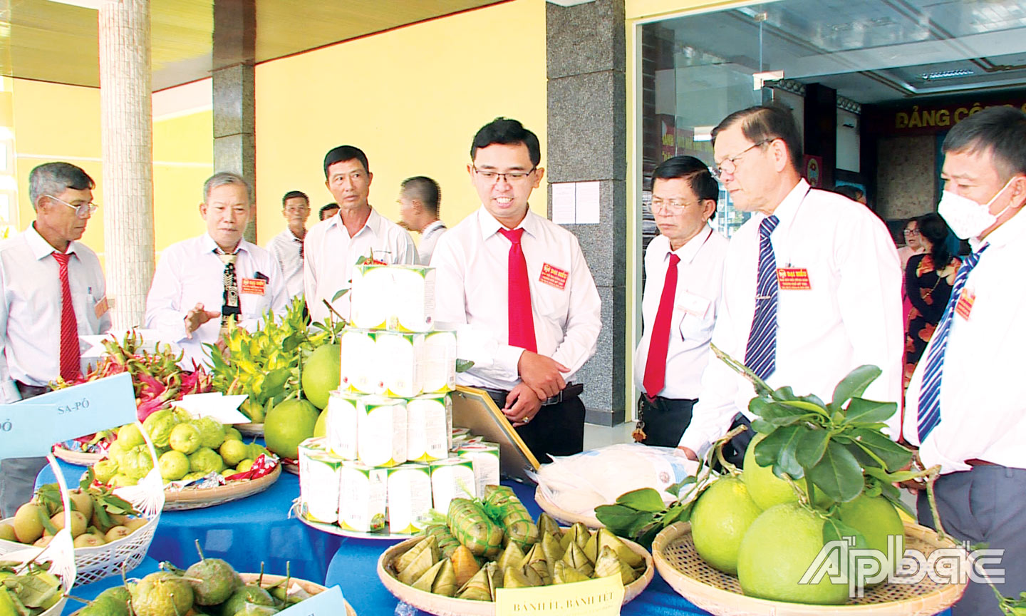 Đại biểu tham quan trưng bày các sản phẩm nông nghiệp.