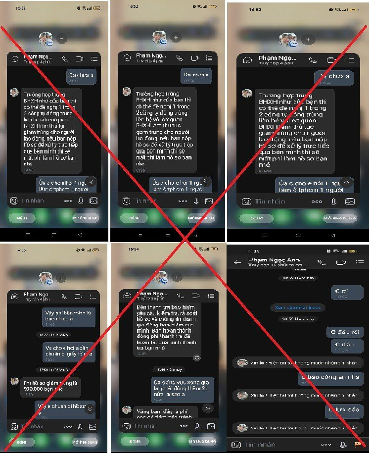 Nội dung chát lừa đảo BHXH qua mạng xã hội.