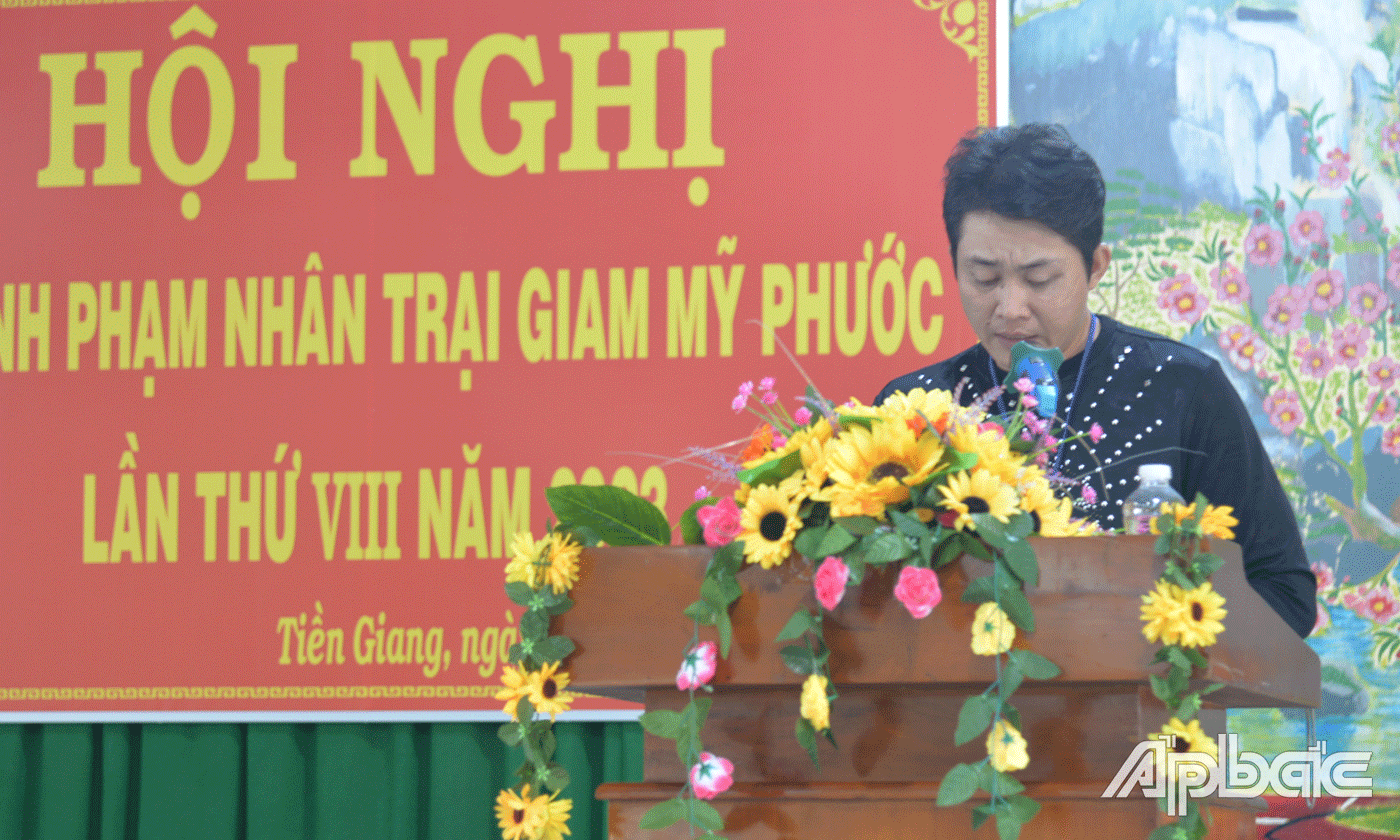 Anh Đặng Văn Chí Thanh, đã hoàn lương phấn đấu có công việc ổn định phát biểu tại hội nghị.