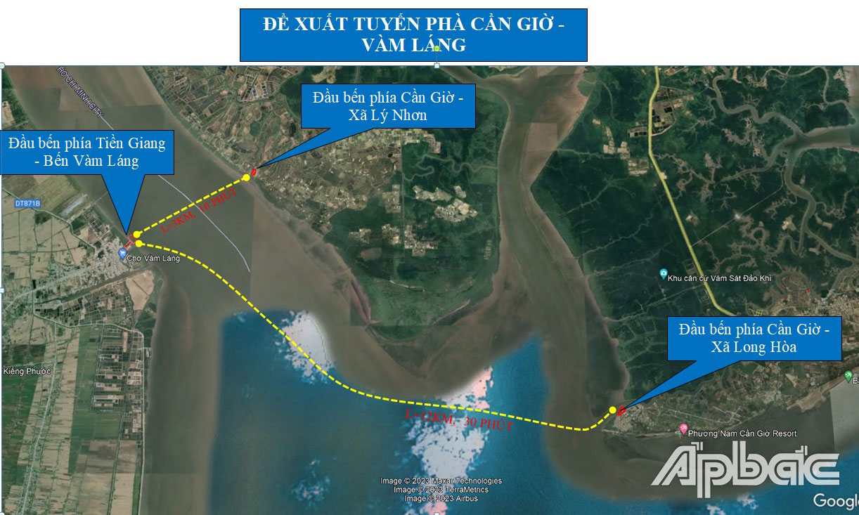 Vị trí dự kiến đầu tư tuyến phà biển.