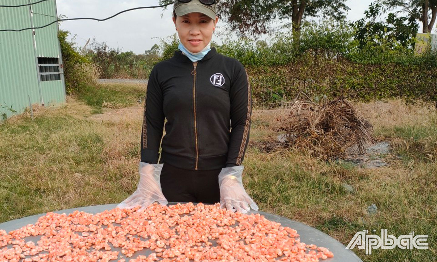 Chị Bùi Việt Hà, ấp Thanh Nhung, xã Phước Trung phát triển ý tưởng kinh doanh tôm khô các loại, tăng thu nhập, cải thiện đời sống.