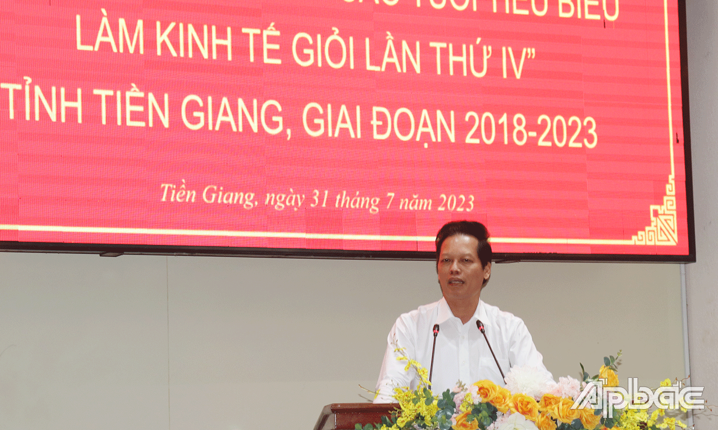 Đồng chí Nguyễn Thành Diệu, Tỉnh ủy viên, Phó Chủ tịch UBND tỉnh Tiền Giang phát biểu chỉ đạo tại hội nghị.
