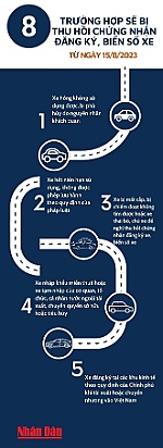 [Infographic] 8 trường hợp sẽ bị thu hồi chứng nhận đăng ký, biển số xe từ ngày 15/8