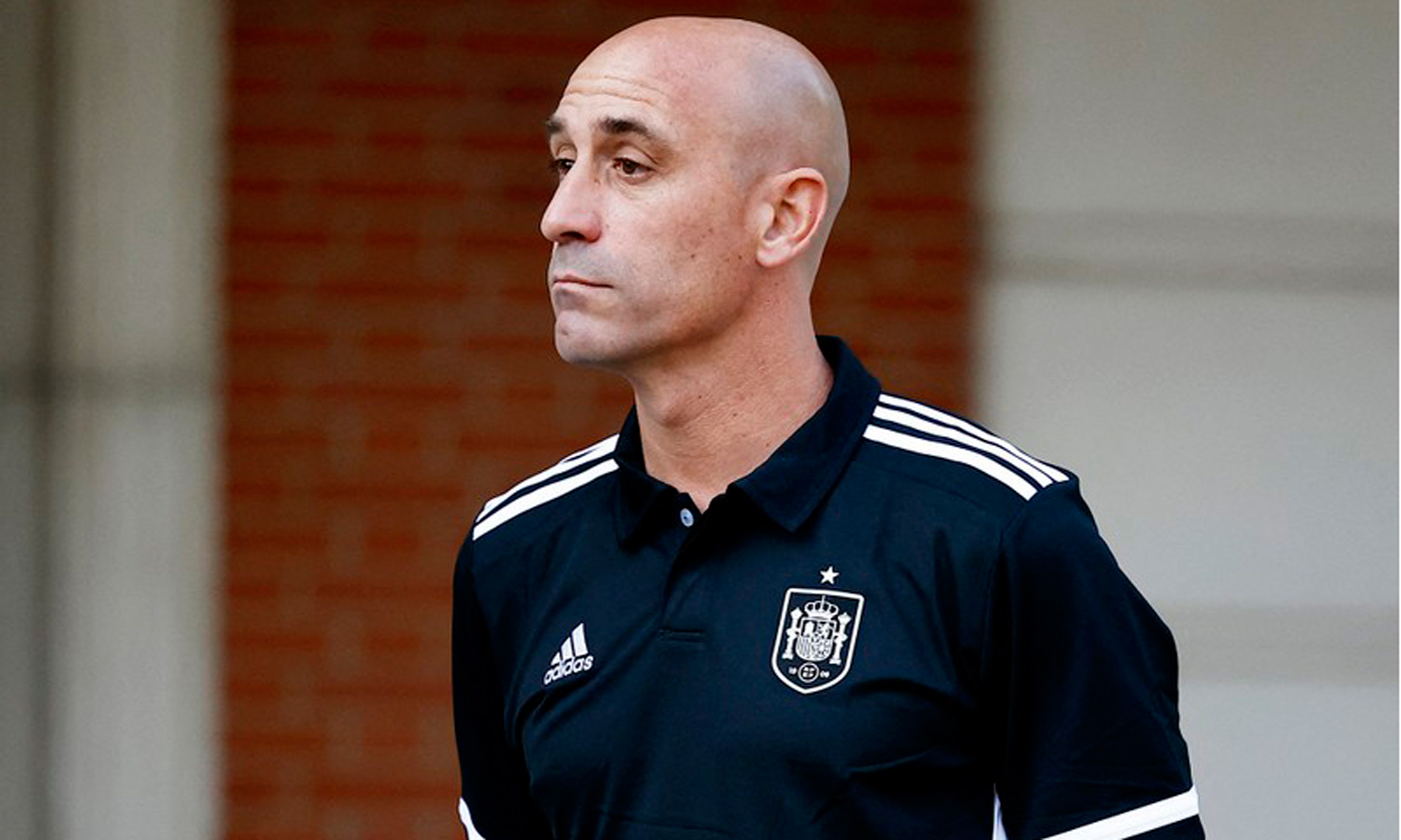 Chủ tịch RFEF Luis Rubiales tại buổi lễ mừng công đội tuyển nữ Tây Ban Nha trở về với danh hiệu nhà vô địch World Cup nữ 2023. (Ảnh: Reuters)