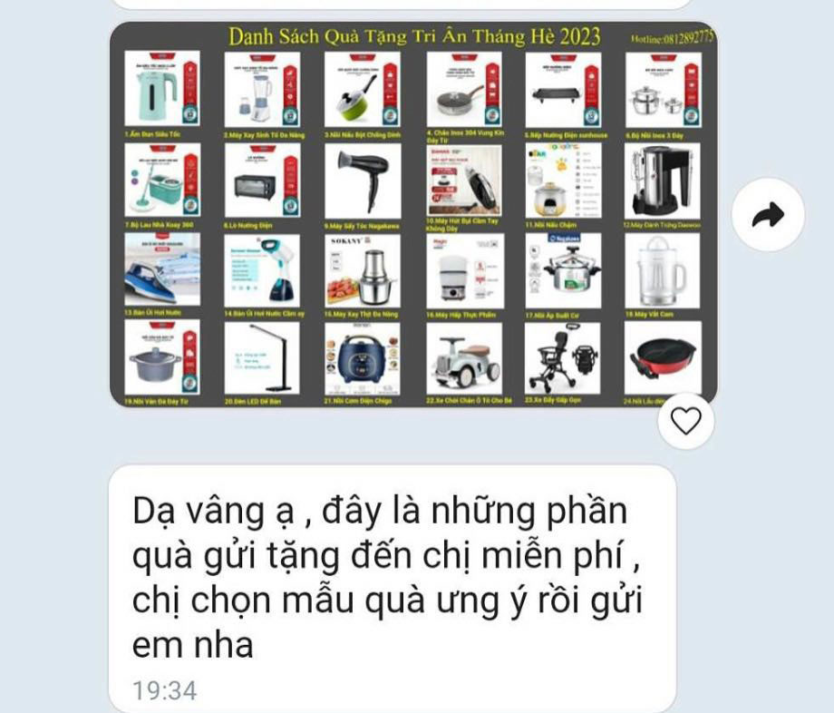 Các đối tượng lừa đảo dẫn dụ mọi người nhận quà tặng tri ân miễn phí, sau đó tham gia làm nhiệm vụ nhận hoa hồng.