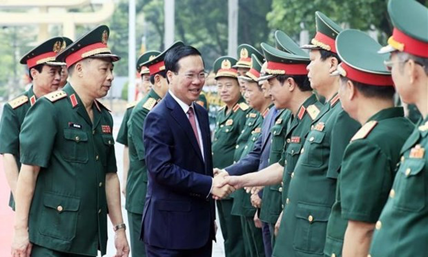 ABO/NDO- President Vo Van Thuong on September 12 attended the opening ceremony of the 2023-2024 academic year of the National Defence Academy - the leading military scientific research and training centre of the army and Vietnam at large.