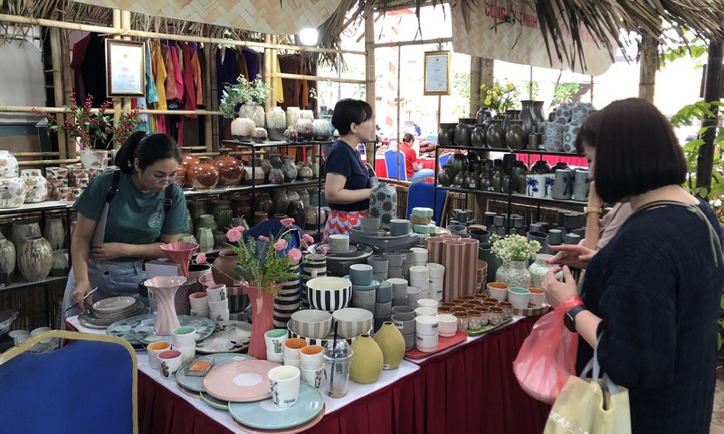 People visit the fair.