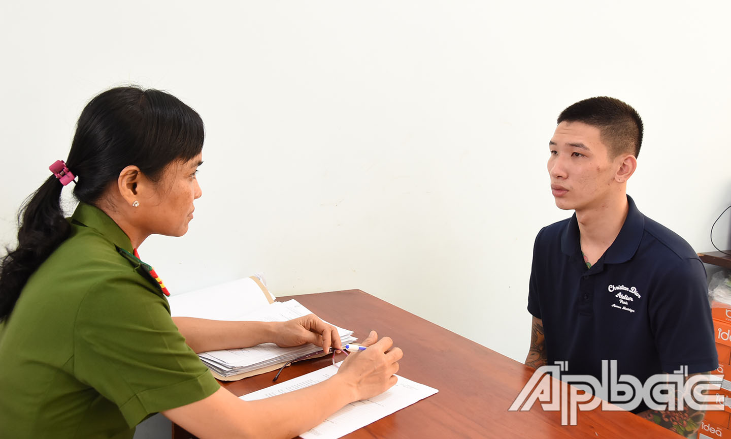 3. Đối tượng Phạm Vĩnh Phát tại Công an thành phố Mỹ Tho. Ảnh Trọng Tín