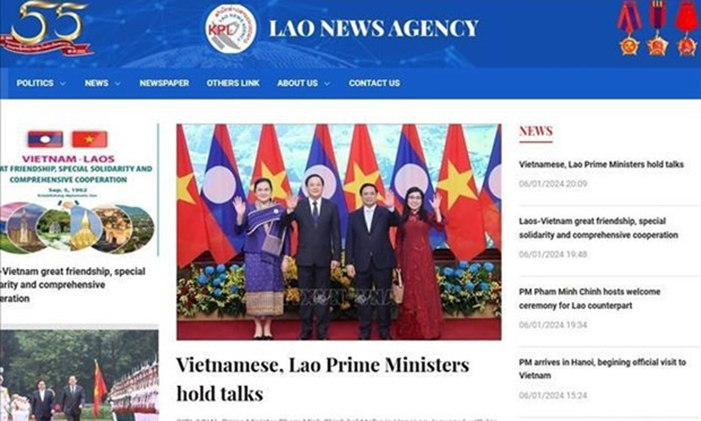 An article published by Lao News Agency (Photo: VNA).