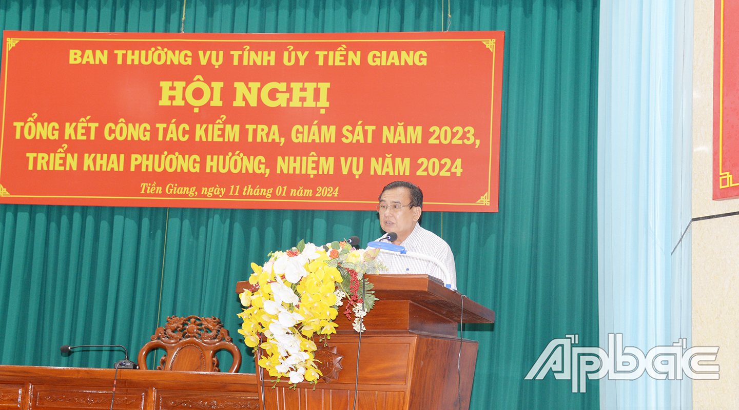 Đồng chí Võ Văn Bình, Phó Bí thư Thường trực Tỉnh ủy chỉ đạo những nhiệm vụ trọng tâm của công tác kiểm tra, giám sát của Đảng trong năm 2024