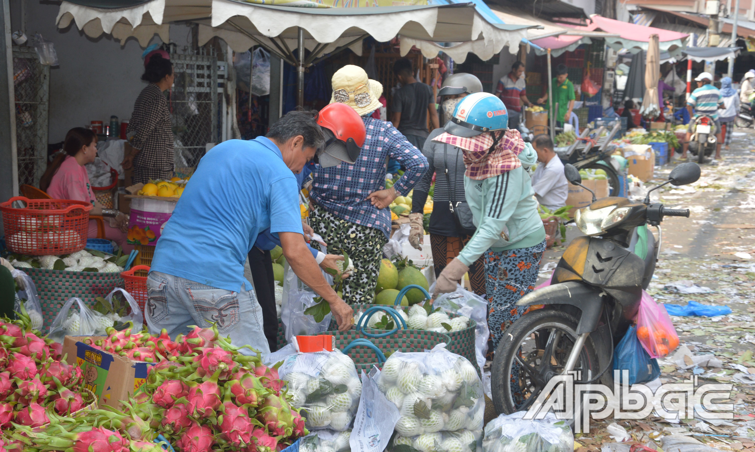 Chợ trái cây Thạnh Trị nhộn nhịp, nhưng không bằng mọi năm.