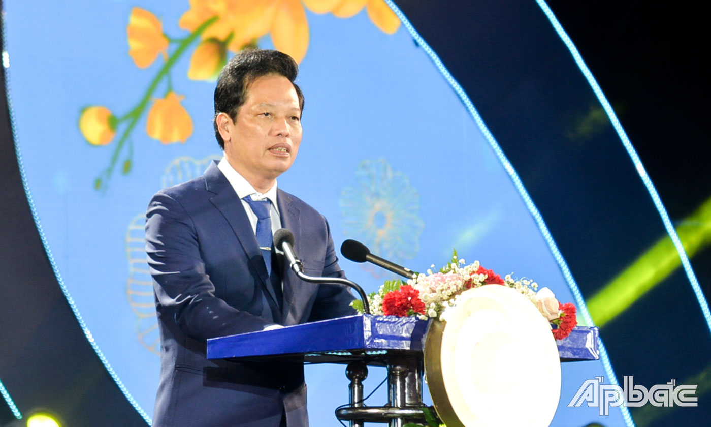 Đồng chí Nguyễn Thành Diệu phát biểu chúc mừng năm mới Giáp Thìn 2024.