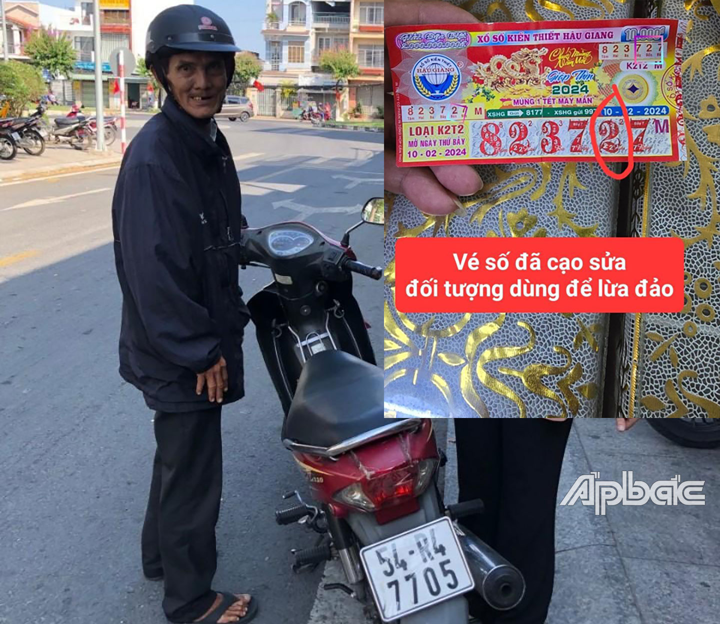 Đối tượng, xe và vé số giả.