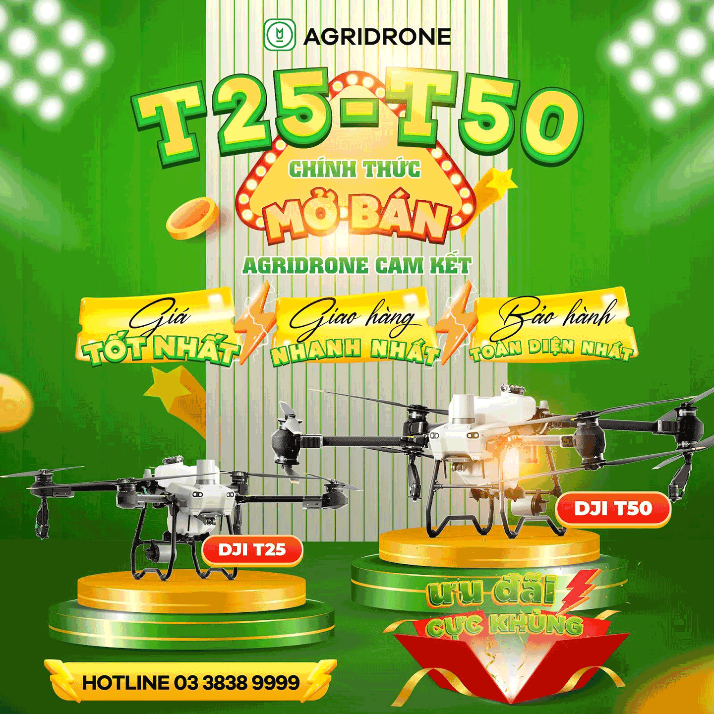 Ưu đãi lớn dành cho máy bay T25 và T50 chỉ có tại AgriDrone.