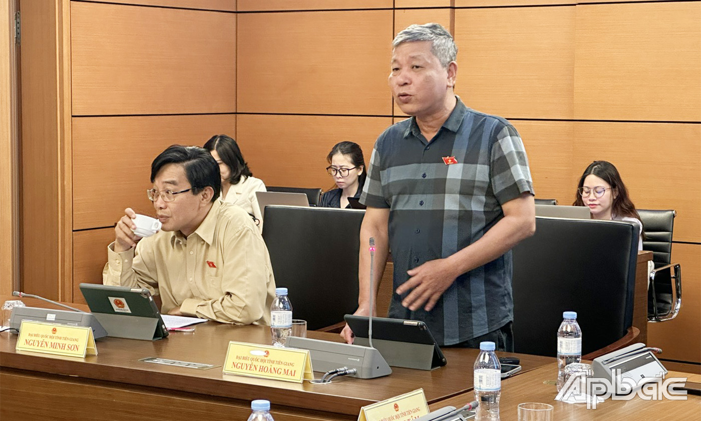 Đại biểu Nguyễn Hoàng Mai trả lời các ý kiến thảo luận tại tổ