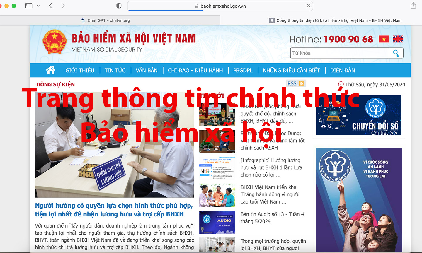 Trang thông tin chính thức Bảo hiểm xã hội Việt Nam.