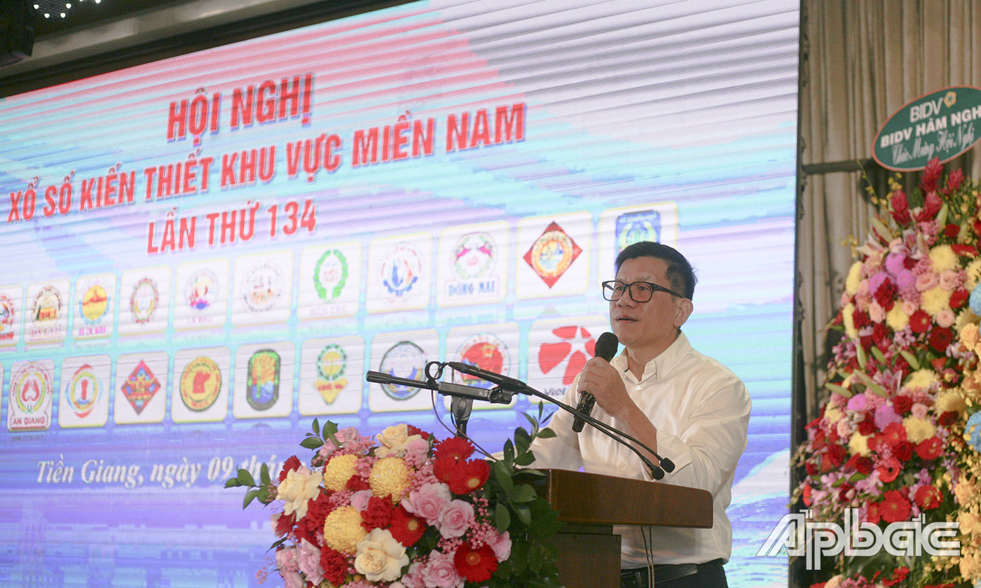 Đồng chí Phạm Thanh Sơn phát biểu tại hội nghị.
