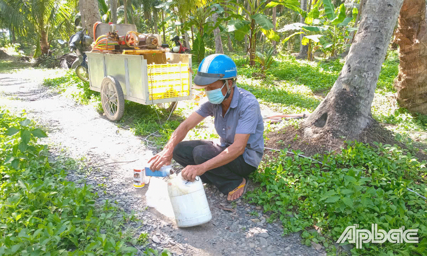 Nông dân xã Xuân Đông chủ động phun thuốc phòng, chống dịch bệnh sâu đầu đen.