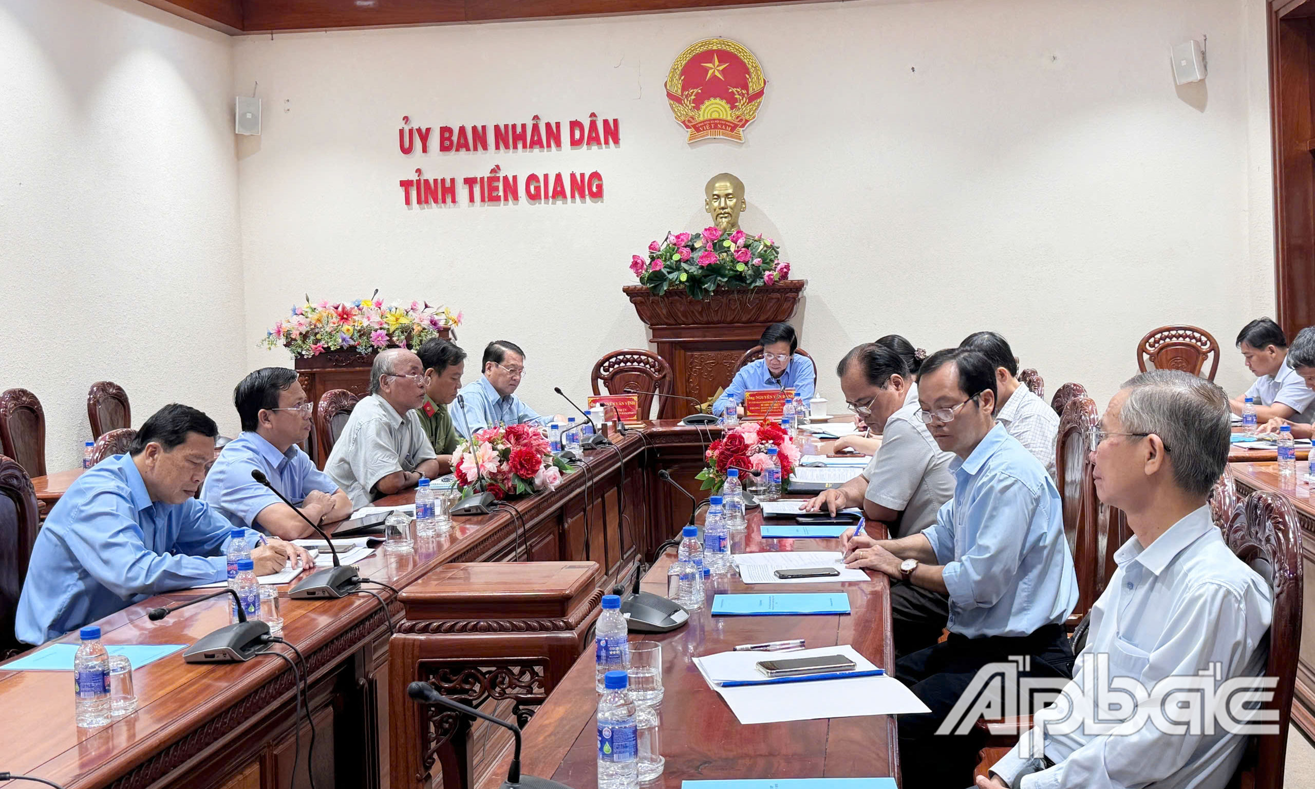 Quang cảnh hội nghị tại điểm cầu tỉnh Tiền Giang.