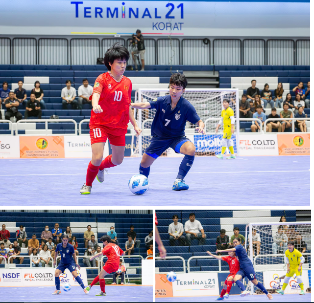 Tuyển futsal nữ Việt Nam hòa 2-2 trước Thái Lan.