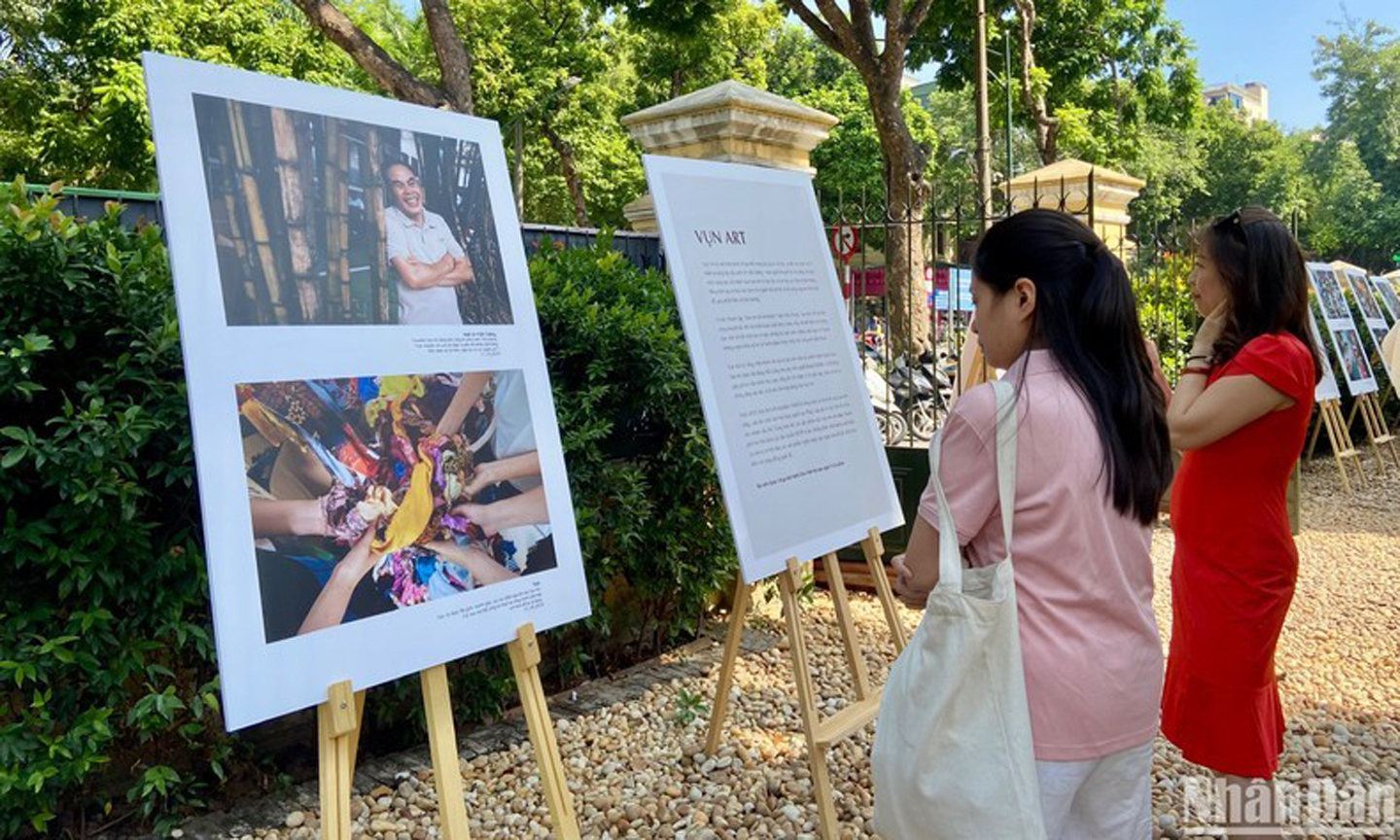 Visitors at the exhibition.