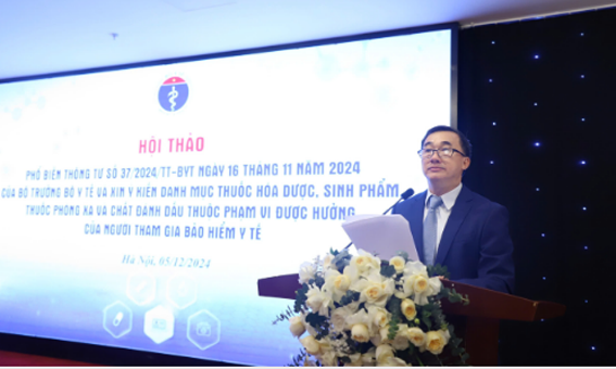 GS.TS Trần Văn Thuấn - Thứ trưởng Bộ Y tế, Chủ tịch Hội đồng Y khoa Quốc gia nhấn mạnh: Thuốc luôn là cấu phần quan trọng, chiếm tỷ lệ chi lớn trong tổng chi phí khám bệnh, chữa bệnh BHYT.