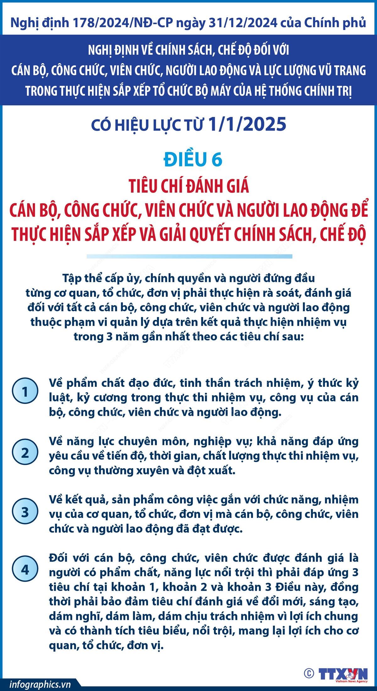 Tiêu chí đánh giá cán bộ, công chức, viên chức để thực hiện sắp xếp, giải quyết chế độ