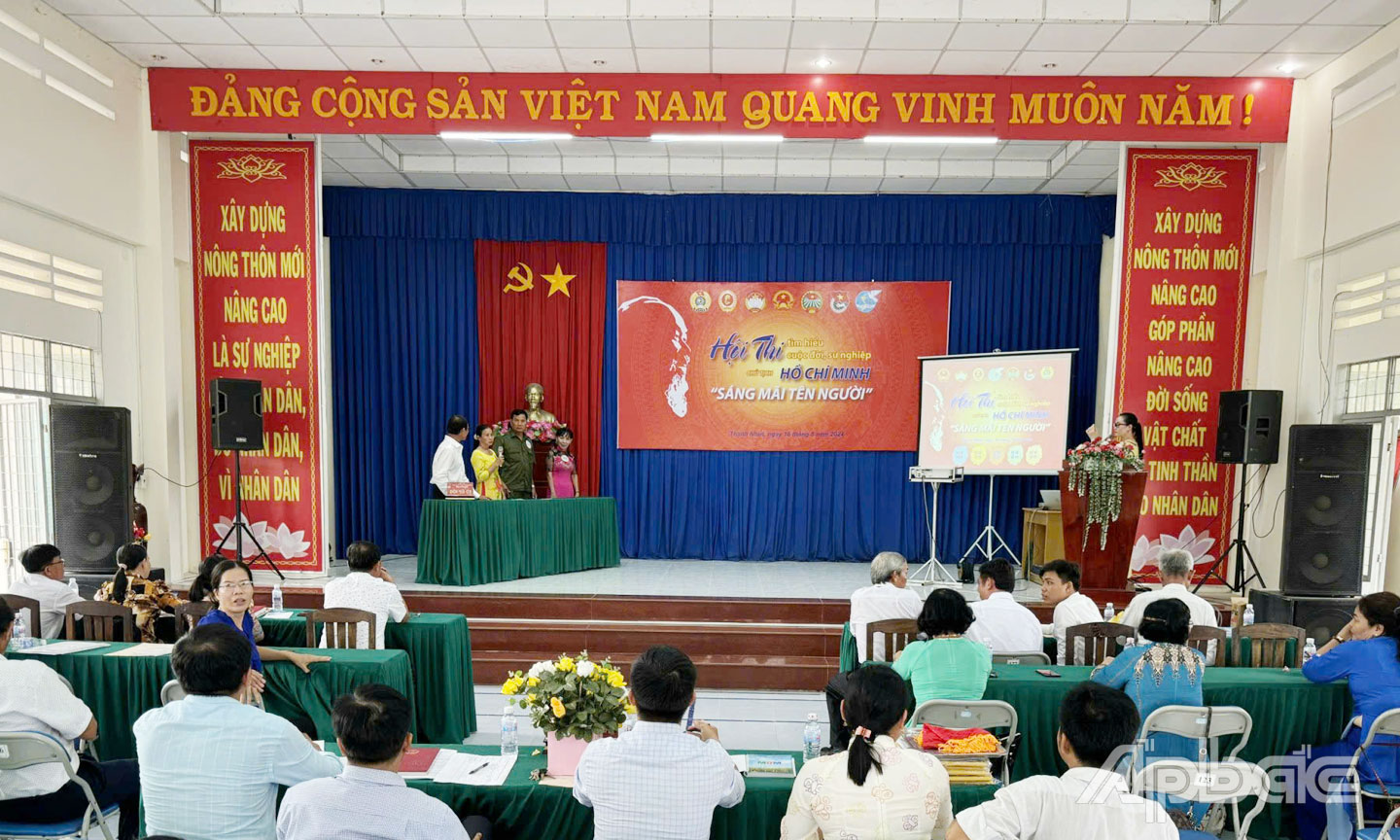 Hội thi Tìm hiểu về cuộc đời, sự nghiệp của Chủ tịch Hồ Chí Minh với chủ đề “Sáng mãi tên Người” được Đảng ủy xã Thạnh Nhựt tổ chức năm 2024. Nguồn: Đảng ủy xã Thạnh Nhựt