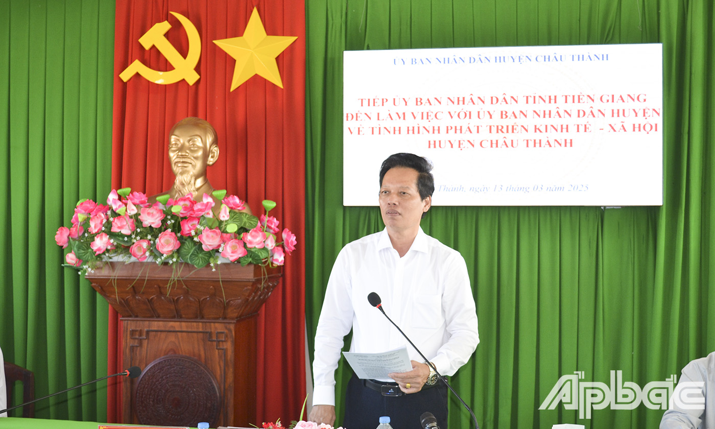 Đồng chí Nguyễn Thành Diệu phát biểu chỉ đạo tại buổi làm việc.