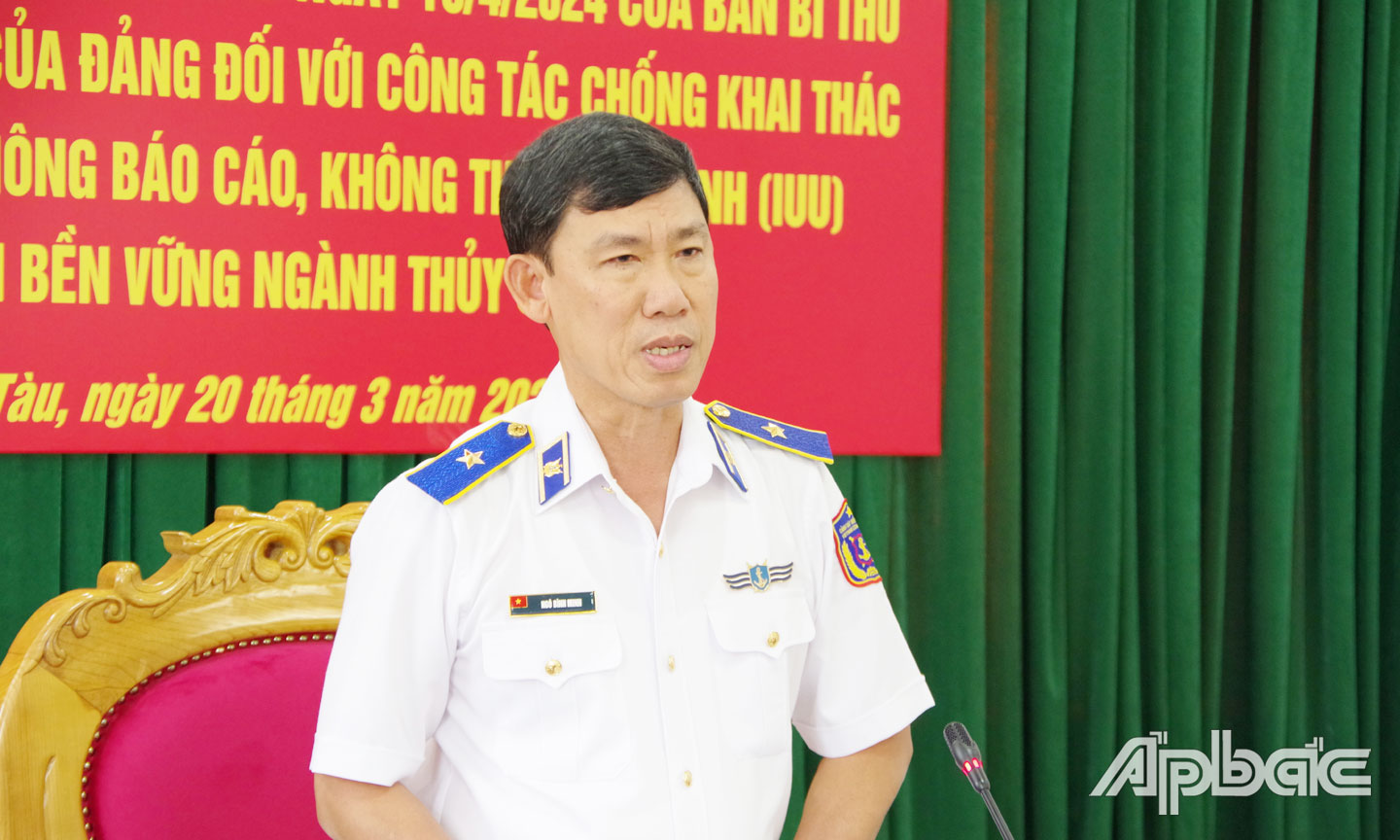 Thiếu tướng Ngô Bình Minh, Phó bí thư Đảng ủy, Tư lệnh Vùng Cảnh sát biển 3 phát biểu kết luận Hội nghị