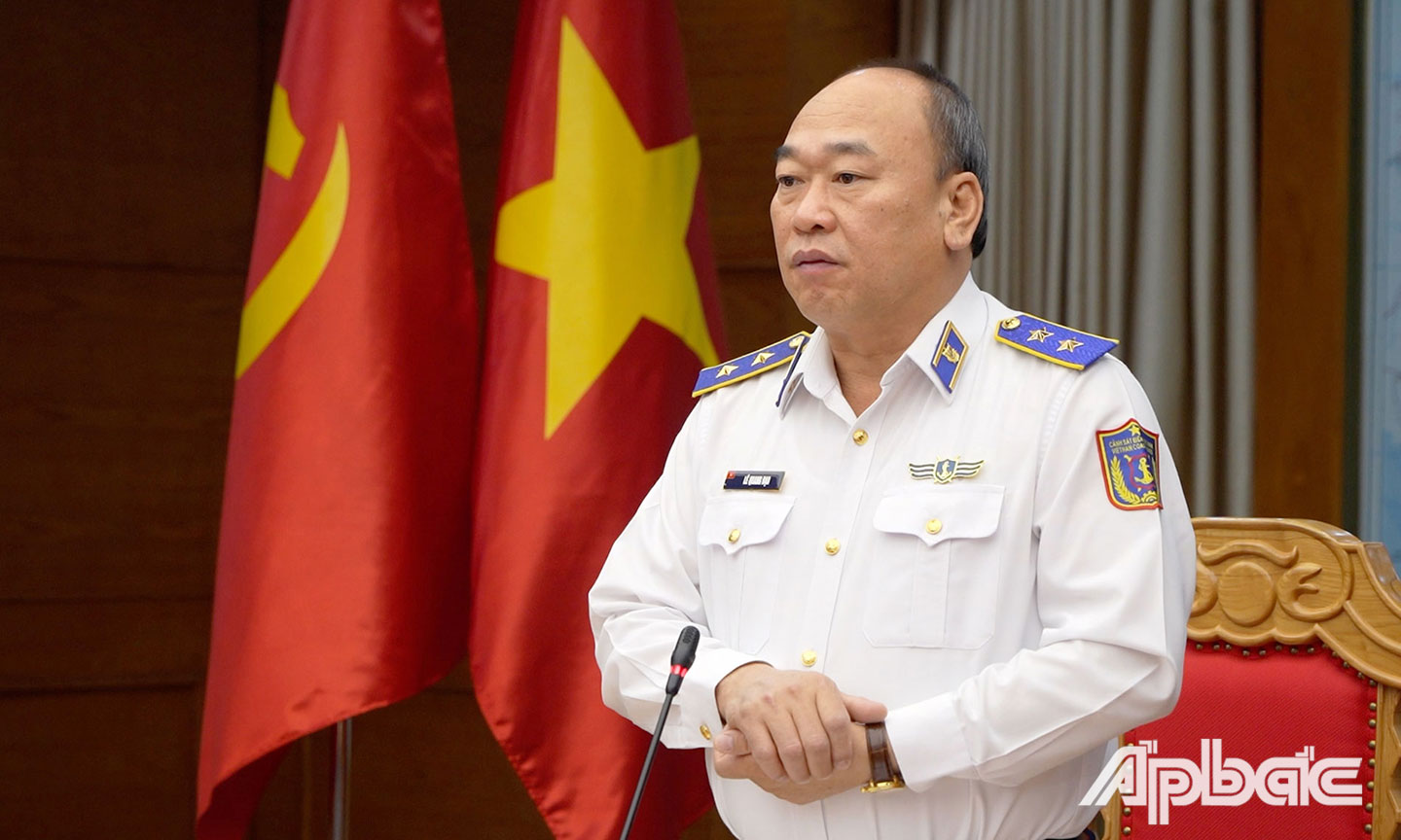 Trung tướng Lê Quang Đạo - Tư lệnh Cảnh sát biển Việt Nam phát biểu kết luận hội nghị.