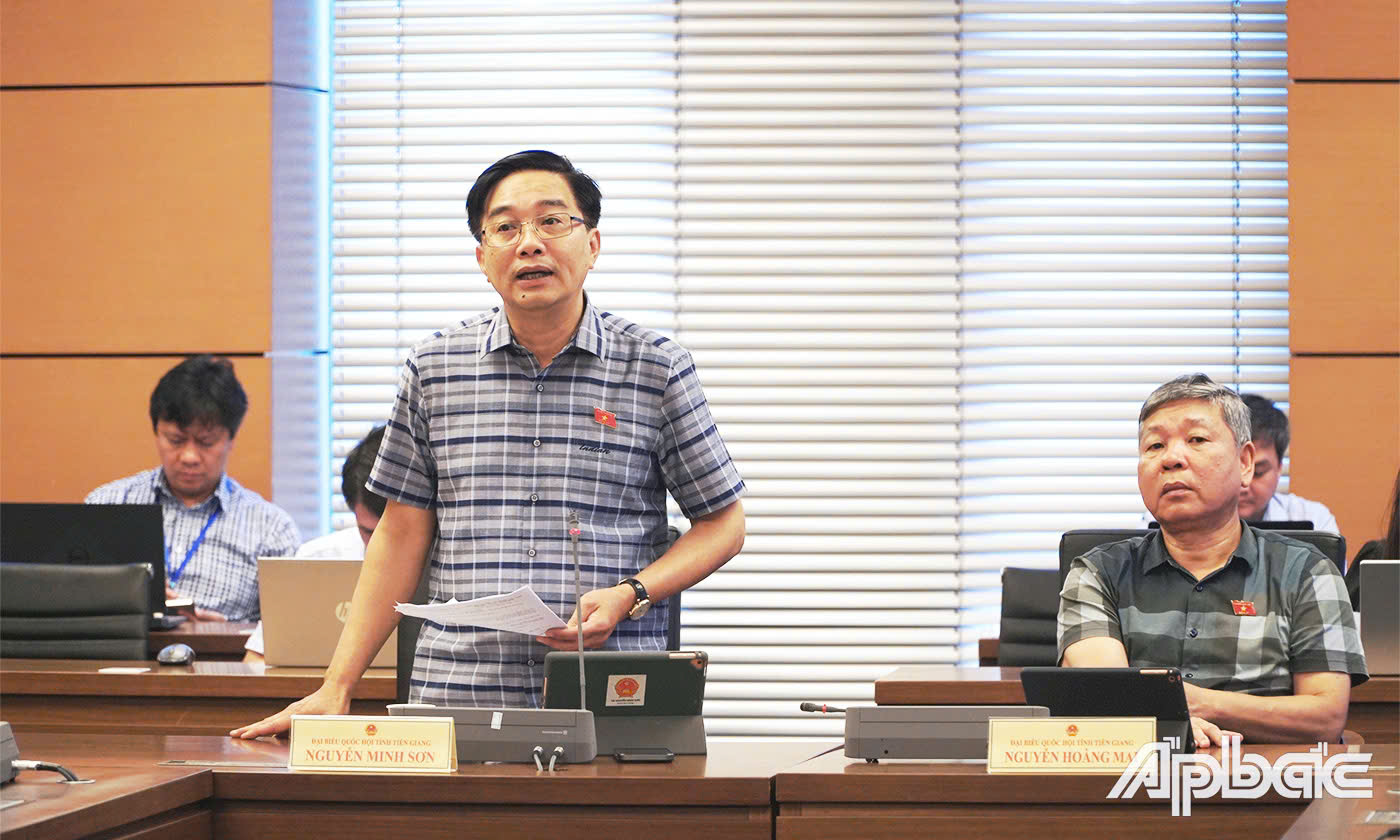 Đại biểu Nguyễn Minh Sơn phát biểu ý kiến tại phiên thảo luận tổ.