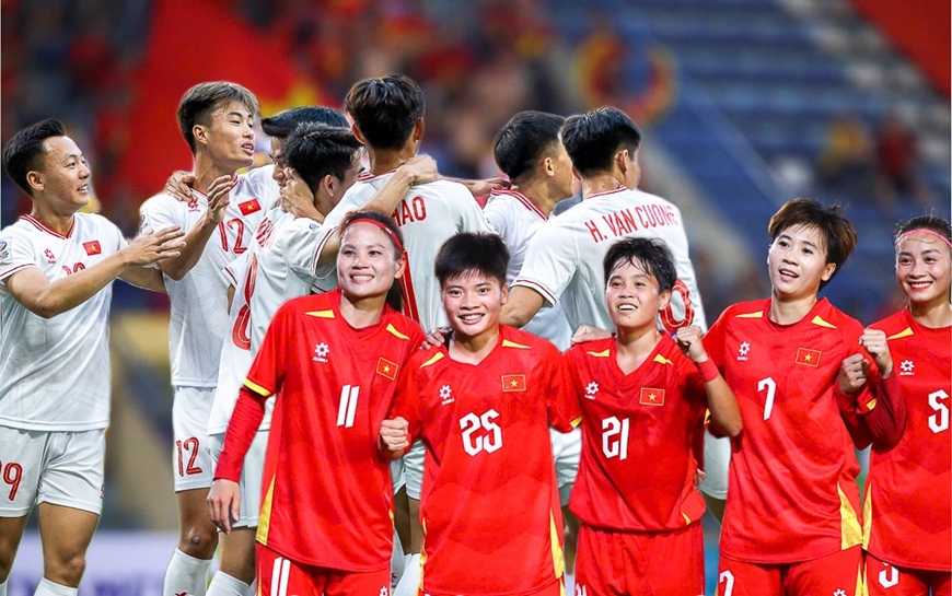 U22 Việt Nam và tuyển nữ Việt Nam hướng tới mục tiêu giành huy chương vàng SEA Games 33. Ảnh: VFF