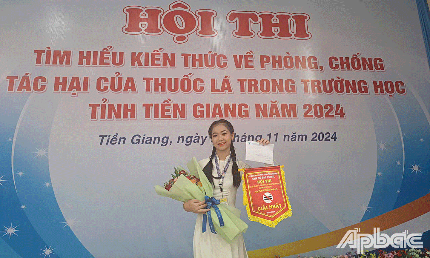 Giải nhất cuộc thi Luật phòng chống thuốc lá trong trường học của Tỉnh Tiền Giang năm học 2024 - 2025 