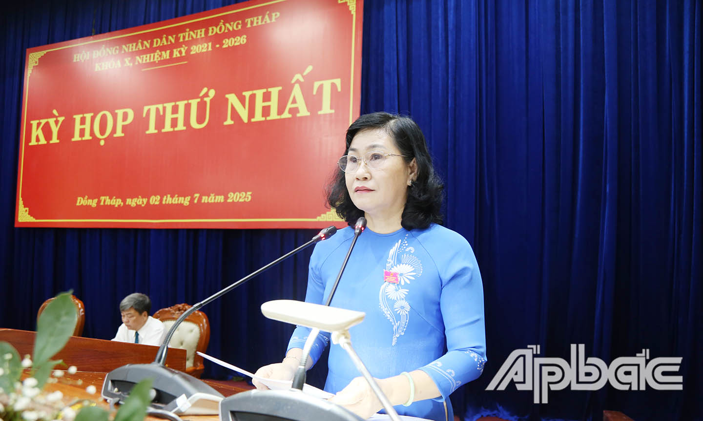 Đồng chí Châu Thị Mỹ Phương phát biểu bế mạc Kỳ họp