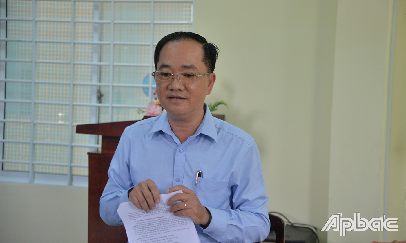 Lãnh đạo phường Trung An phát biểu tại buổi làm việc