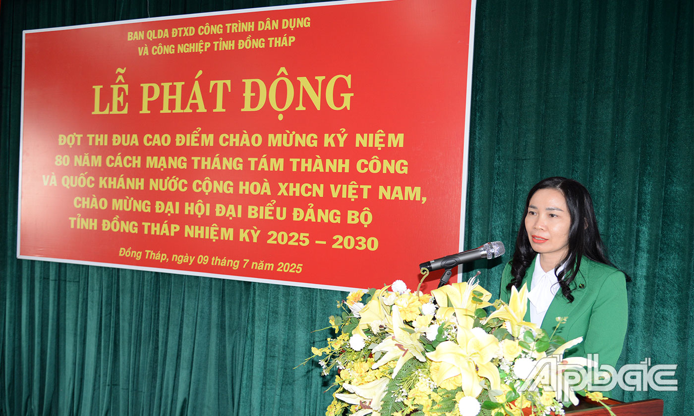 Giám đốc Ban QLDA Nguyễn Thị Thanh Phương phát biểu tại Lễ phát động.