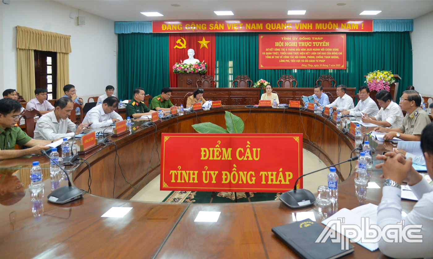 Quang cảnh tại điểm cầu Đồng Tháp.